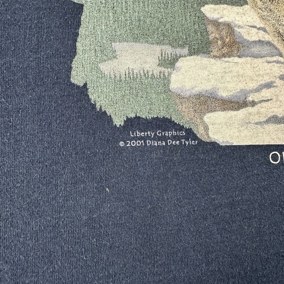 Vtg 90s Orion And The Wolves T Shirt Men's Medium Blue Wolf‎ Nature Stars - Picture 10 of 16